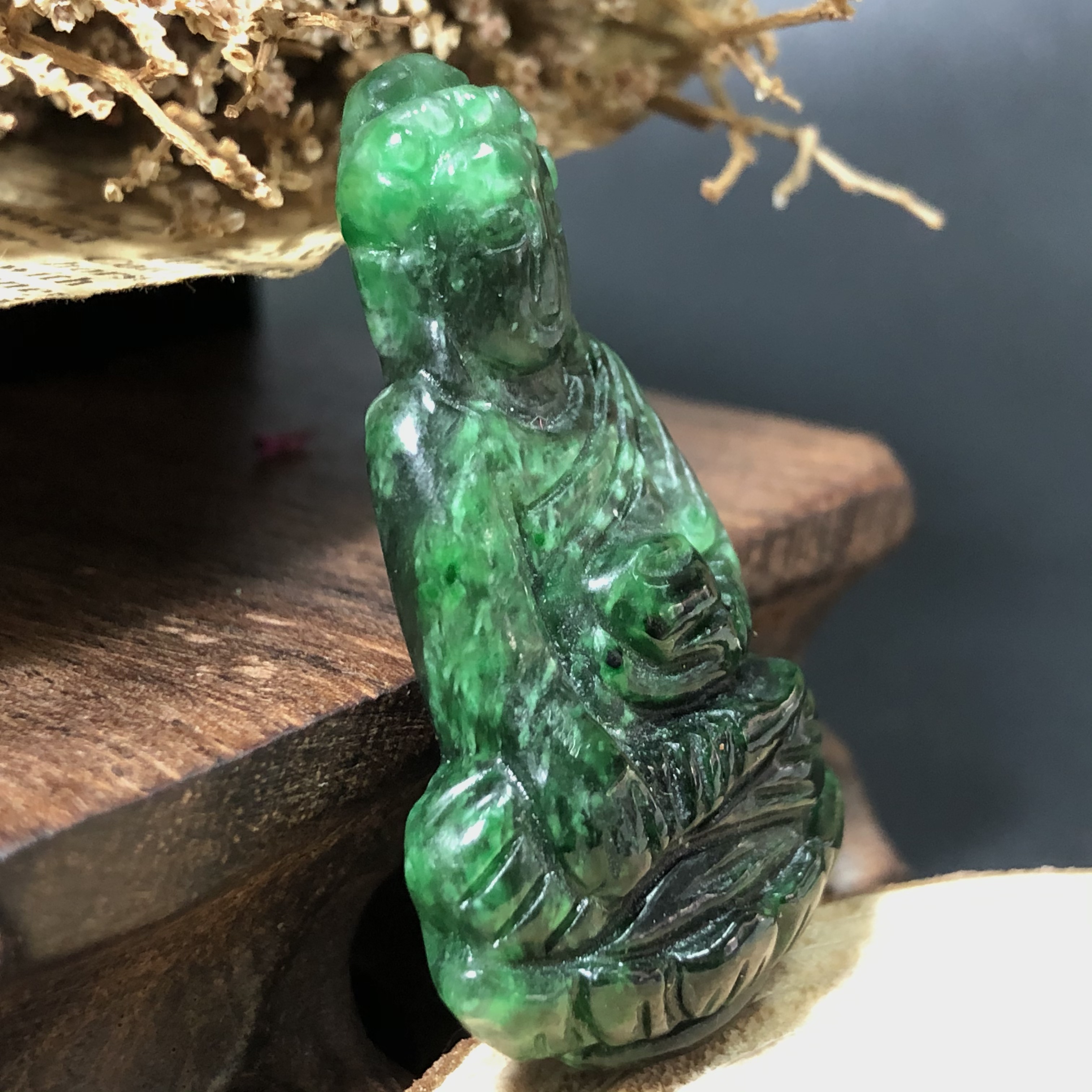 Mặt Phật Tổ Cẩm Thạch xanh sơn thủy