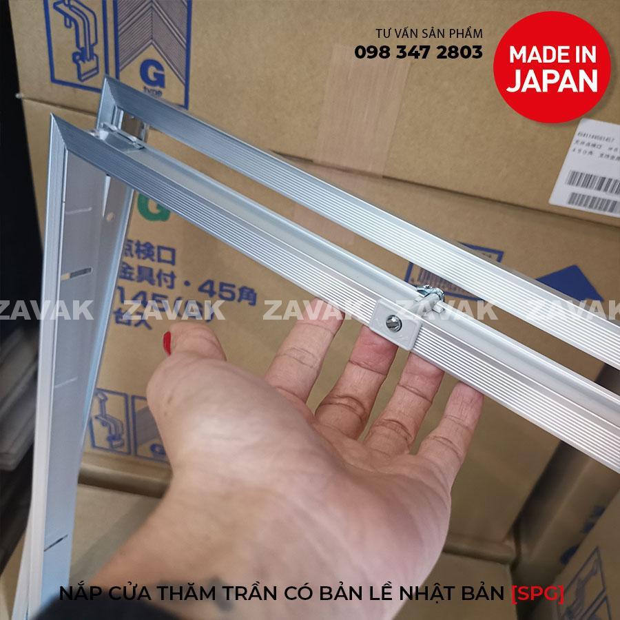 Nắp cửa thăm trần thạch cao 600x600 [SPG-68160] sản xuất tại Nhật bản, khung nhôm nhẹ cao cấp, Màu bạc. Có bản lề, Góc Mở 90 độ