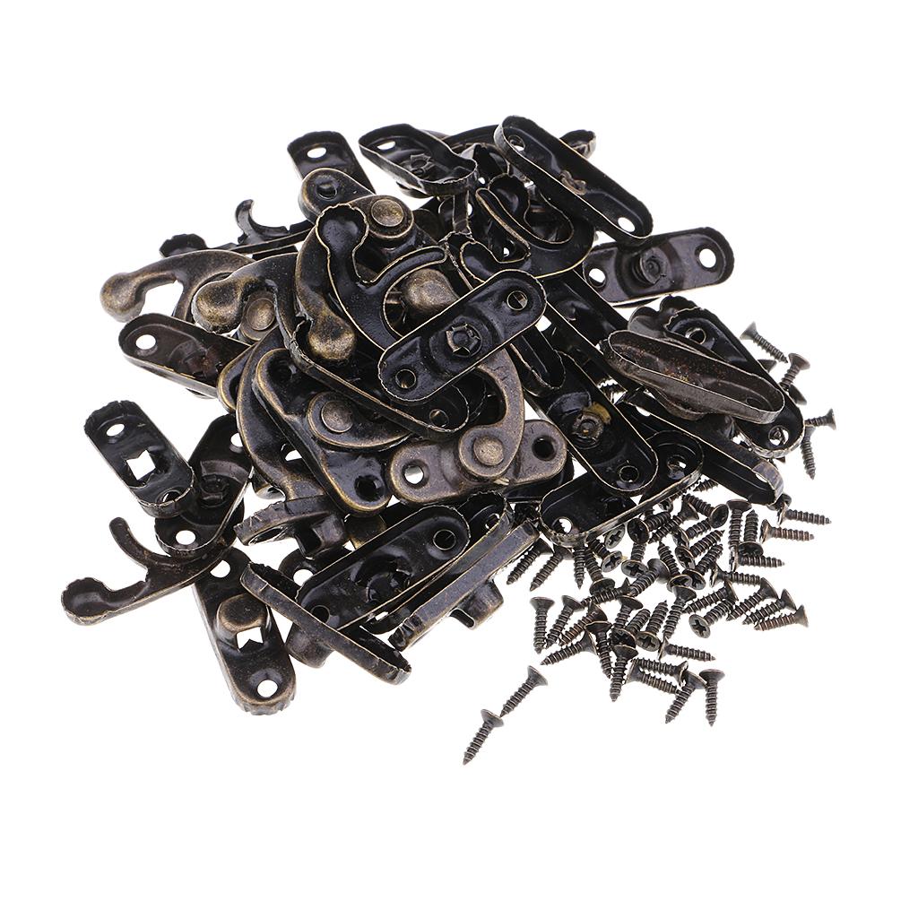 20 Sets Antique Decorative Cabinet Jewelry Box Wooden Box Hasp Latch Hook Lock Clasp Fasteners With Screws