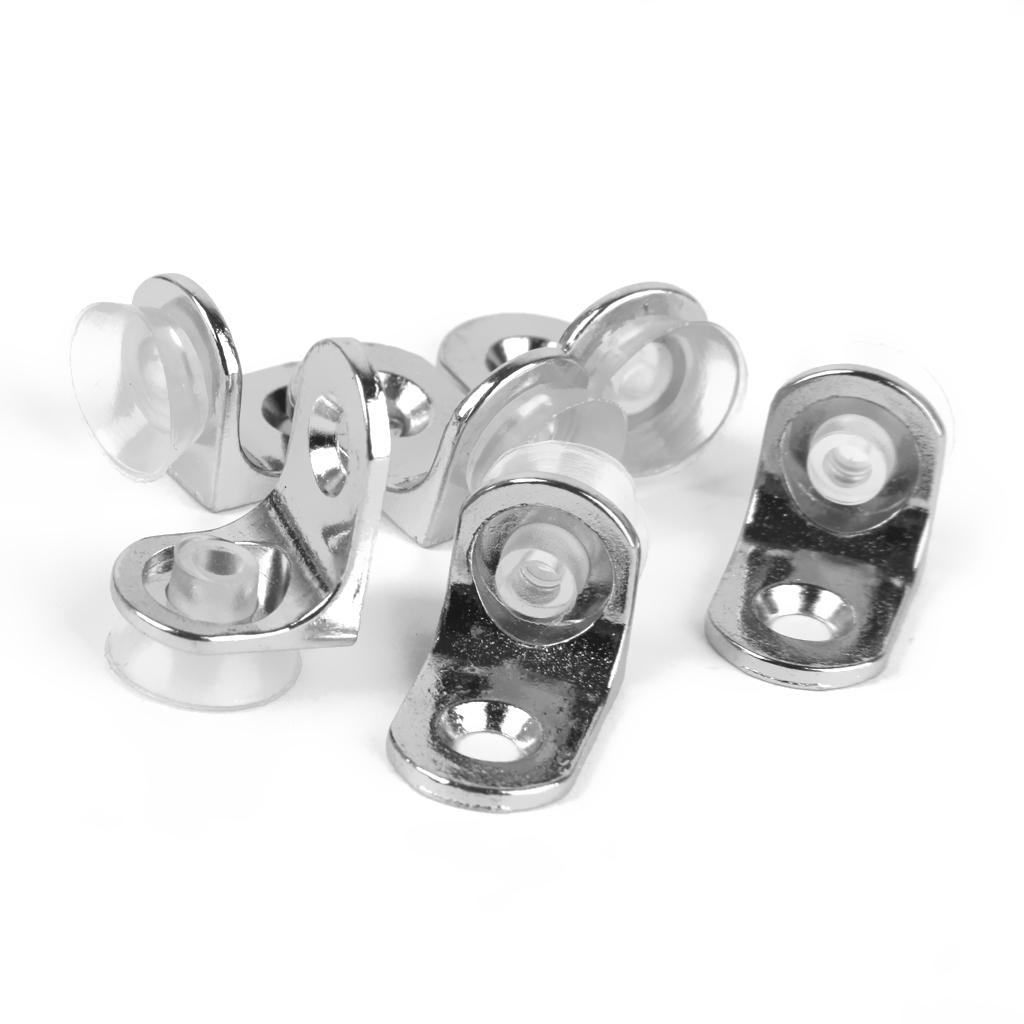 Set Of 10 Thick Suction Cup Base Metal Plate Glass Cabinet Table Support