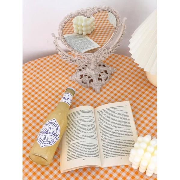 Vải Bố Vải Canvas Decor Trang Trí May Rèm, Màn Cửa Sổ, Khăn Bàn, Khăn Picnic, Phông Chụp Ảnh Họa Tiết Caro Vàng Cam