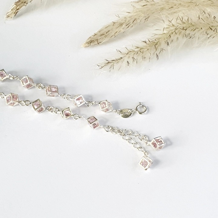 Vòng Tay Lắc Tay Nữ Đính Đá Hộp Lập Phương BẠC HIỂU MINH LTU564