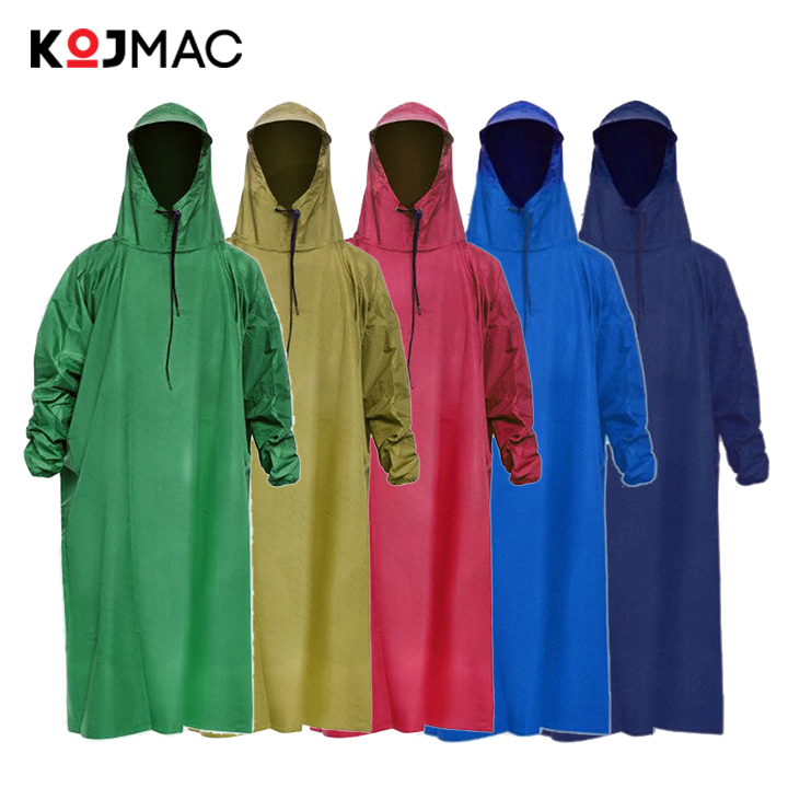 Áo Mưa BÍT Vải Dù Da Cá KOJMAC 1m4 - Raincoat Fashion Hàng Chính Hãng ( Nhiều Màu Tùy Chọn Size Dài , Hàng Cao Cấp Xưởng Việt Nam Siêu Bền, Loại Kín Người Không Xẻ Tà Chui Một Người 1 Đầu Chống Nước )