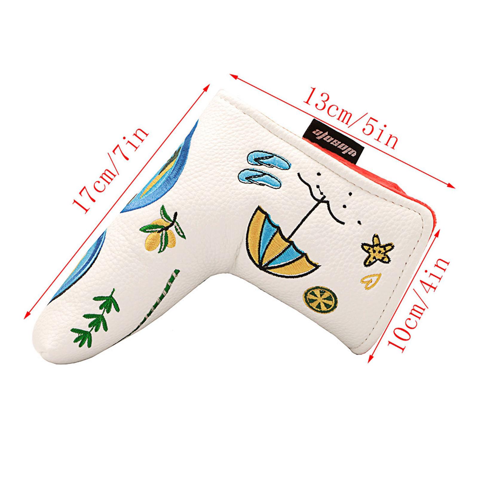 Sport Golf Putter Headcovers Magnetic Closure Embroidery Summer Elements Pattern Golf Club Head Cover Protection Waterproof Fits All Brands Men Women