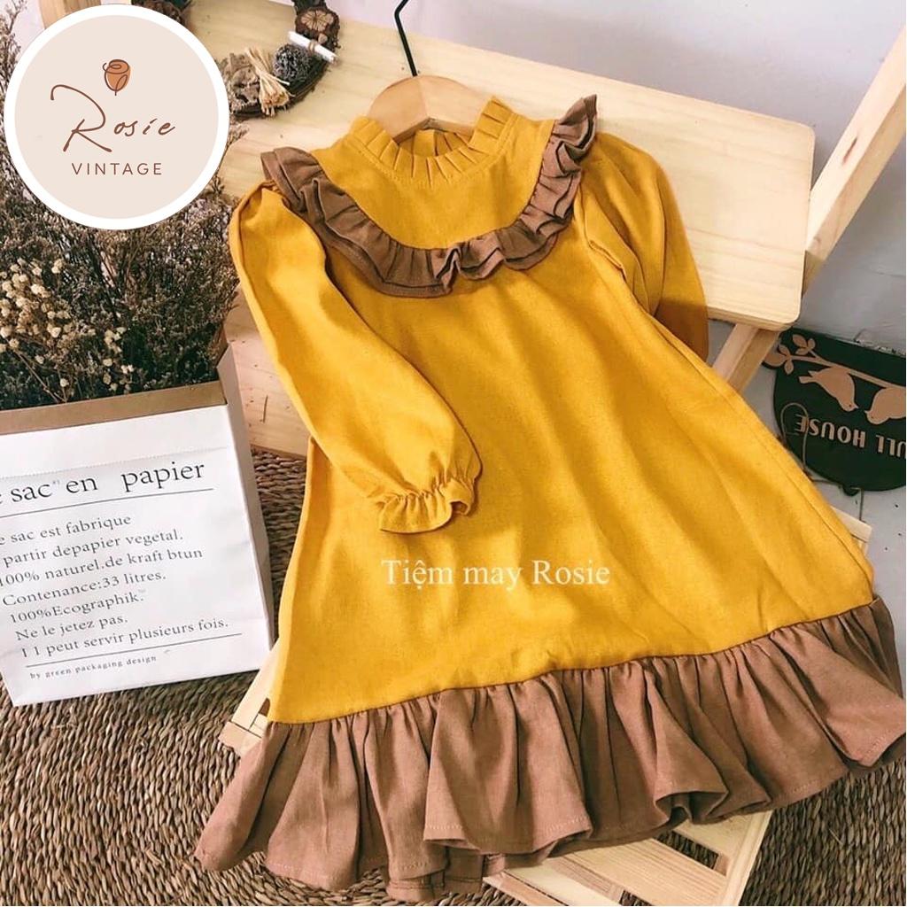 Váy đuôi cá vàng nâu ROLIA AmiDress chất vải tự nhiên 100% , thấm hút mồ hôi cho bé gái từ 9-36kg V02