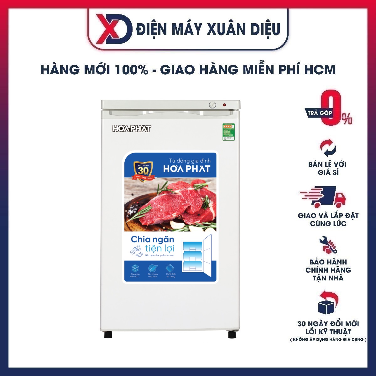 Tủ đông Hòa Phát 106 Lít HPF UAH6106 - Hàng Chính Hãng (Chỉ giao HCM)