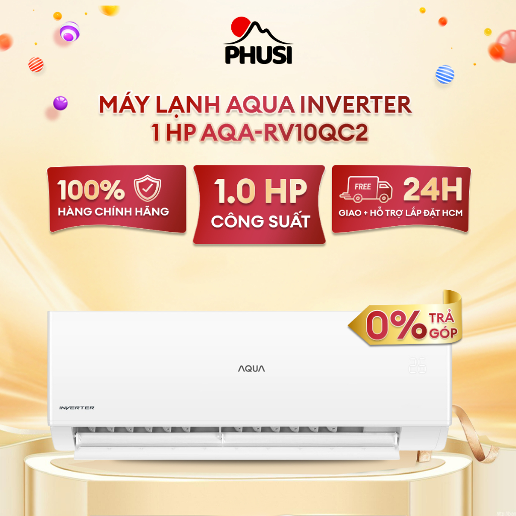 Máy Lạnh Aqua Inverter 1 H.p AQA-RV10QC2 - Hàng chính hãng - Giao HCM và 1 số tỉnh thành