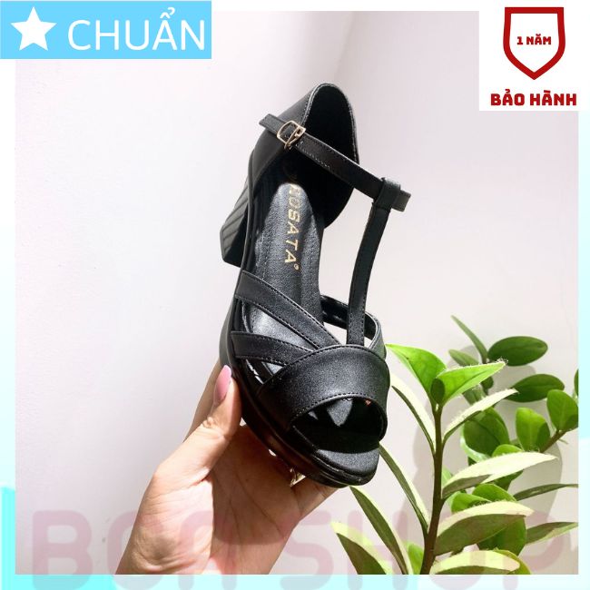 Giày cao gót hở mũi 6p RO398 ROSATA quai cài ôm cổ chân, có nhiều dây rất lạ tại BCASHOP - màu đen