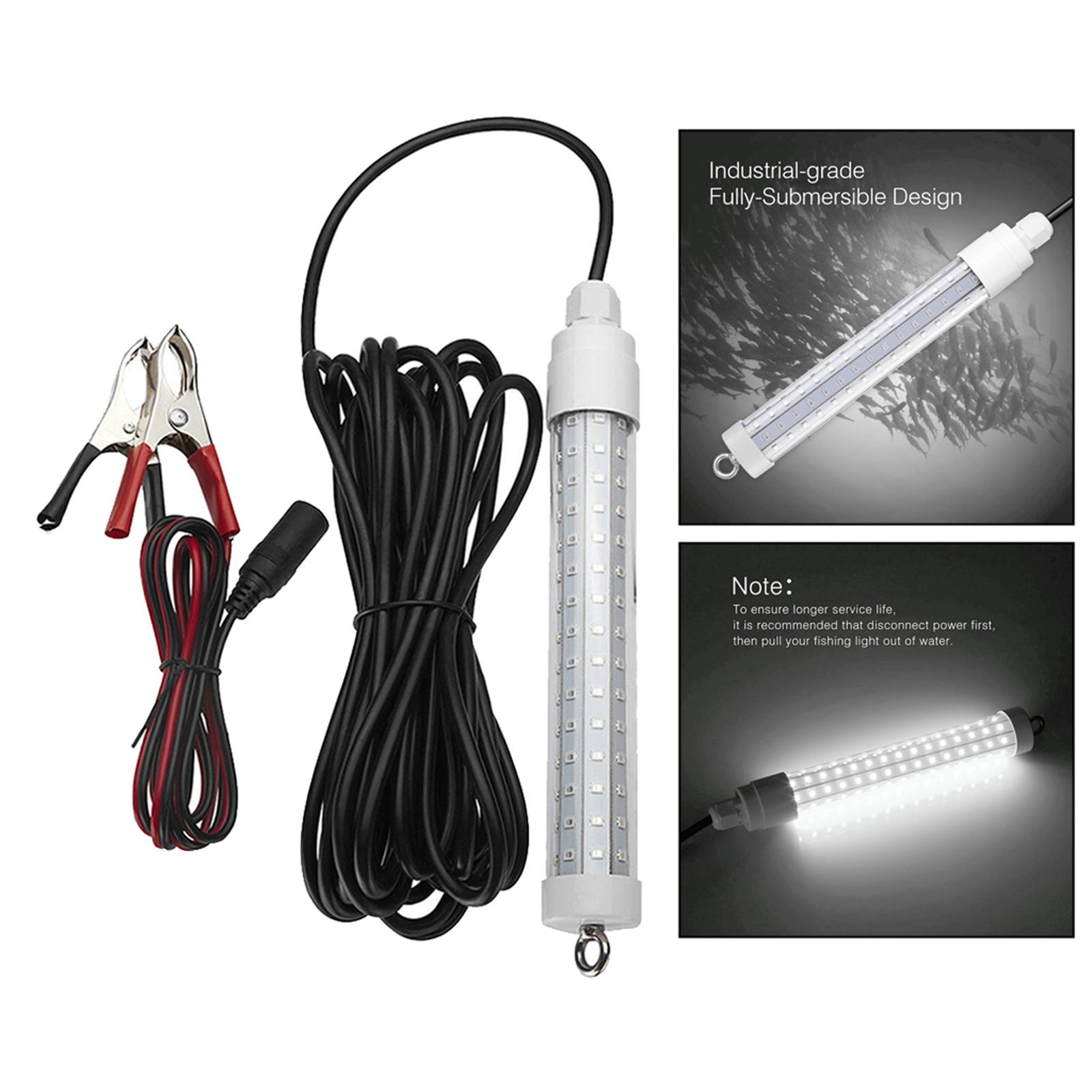 12V White LED Underwater Submersible Fishing Light Night Crappie Shad Squid Lamp