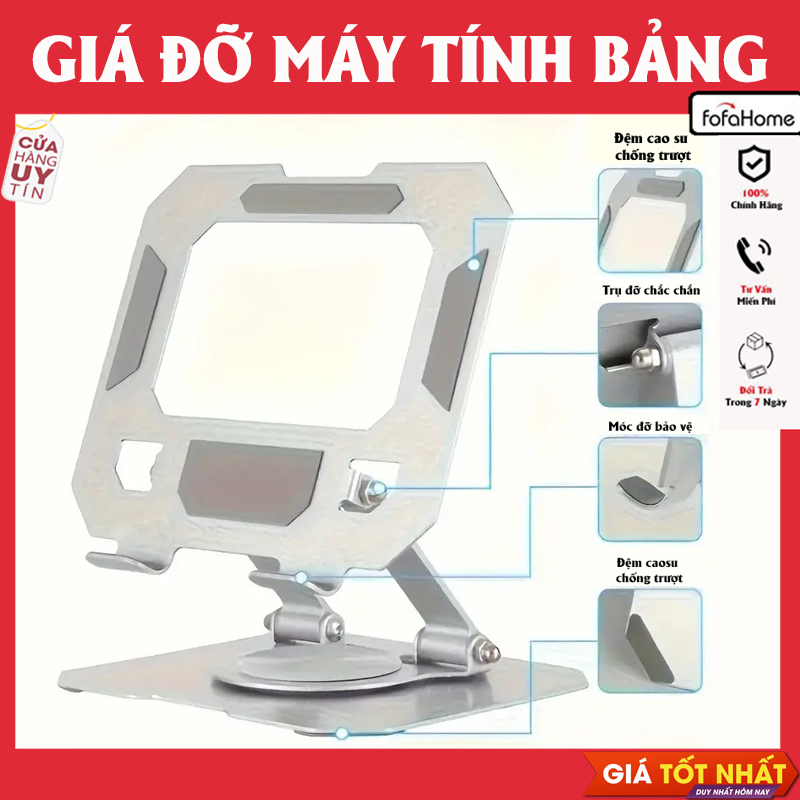 Giá Đỡ Máy Tính Bảng Xoay 360 Độ Chất Liệu Hợp Kim Nhôm, Tản Nhiệt Tốt Giao Màu Ngẫu Nhiên - Hàng Nhập Khẩu