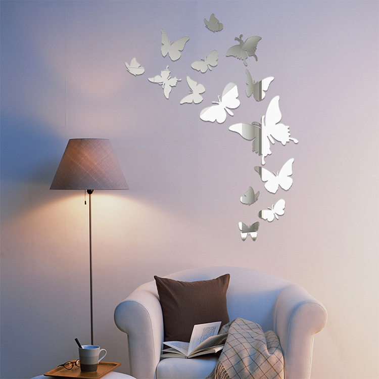 Bộ decal dán tường trang trí 3D sáng tạo cao cấp 14 bướm