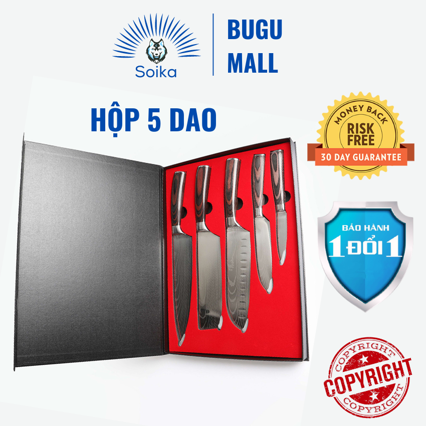 Bộ Dao Nhà Bếp Soika SK-P02 Thép Không Gỉ Cao Cấp Sắc Bén Rất Bền Được Đựng Trong Hộp Tặng Quà Đẹp Bắt Mắt