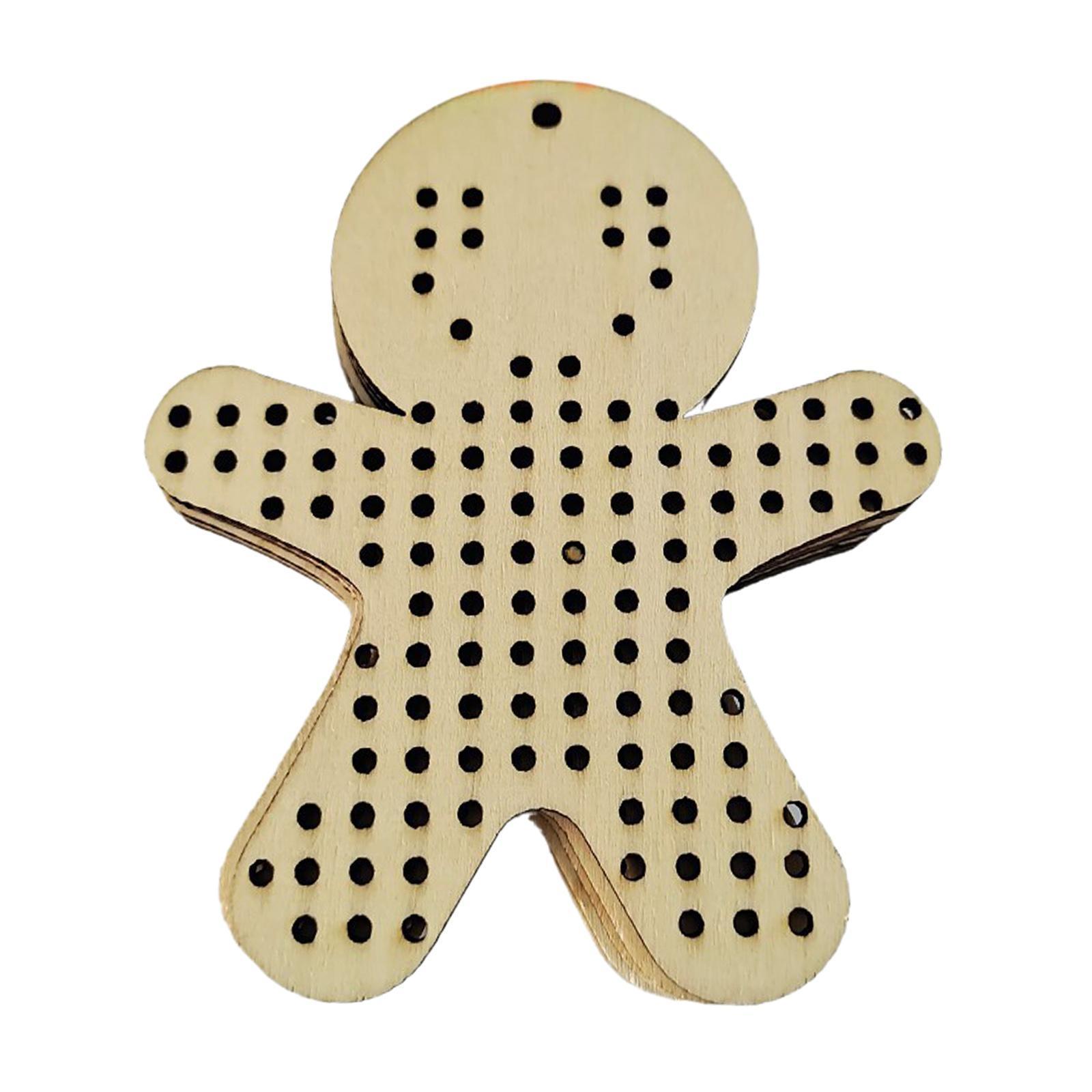 12Pcs Cross Stitch Pendant Blank Wood Shapes for Handmade Embroidery Style 1