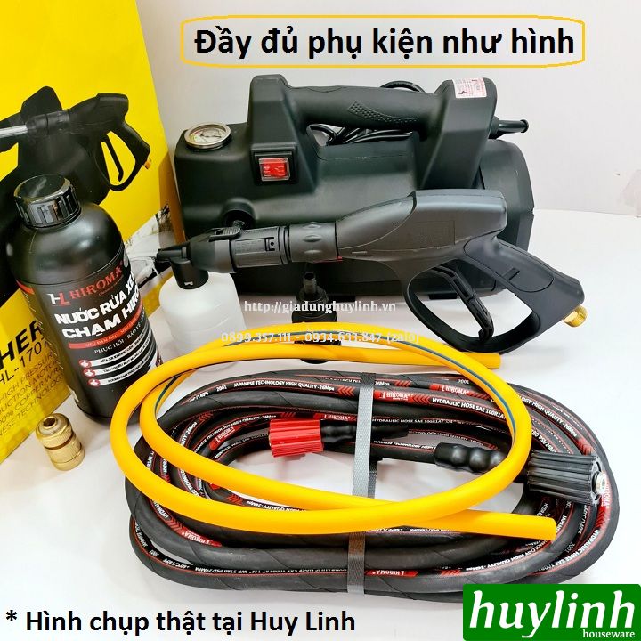 Máy xịt rửa xe Hiroma DHL-1707 - công suất 2000W - Tặng 1 lít dung dịch rửa xe