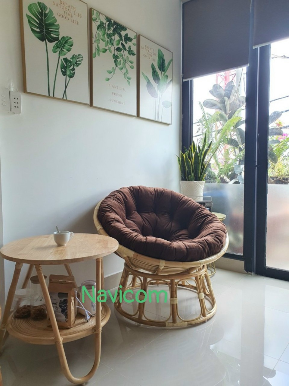 Ghế papasan màu nâu đen