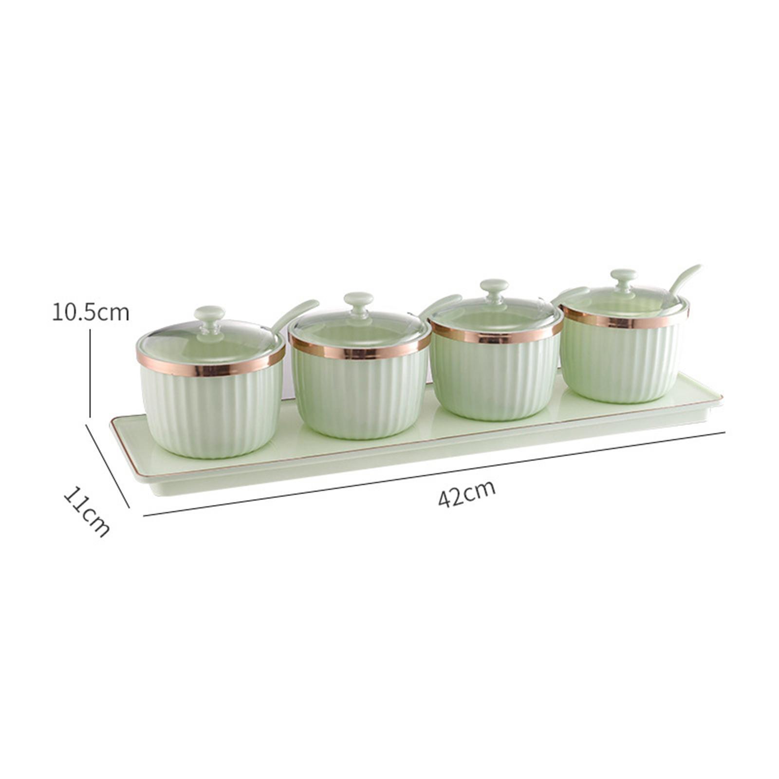 Modern Spice Case Seasoning Jar with Lid spoon Tray for Restaurant Bar