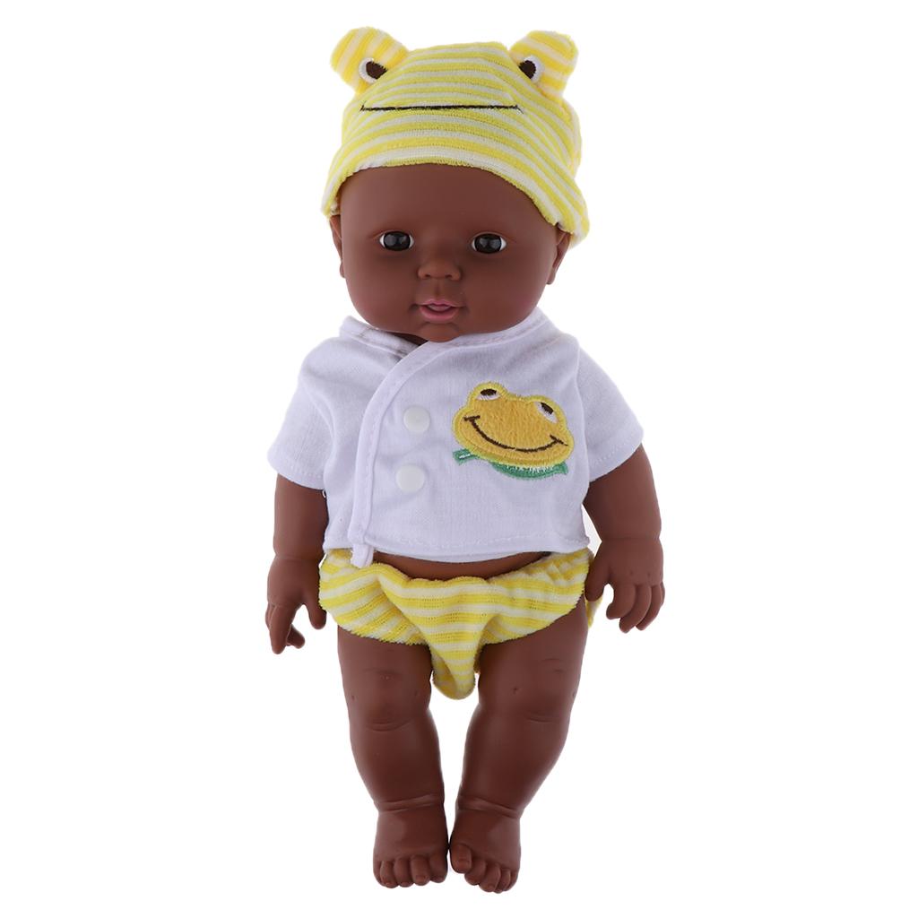 30cm Real Life Newborn Doll Vinyl Trẻ Sơ Sinh Châu Phi Trẻ Sơ Sinh Màu Vàng