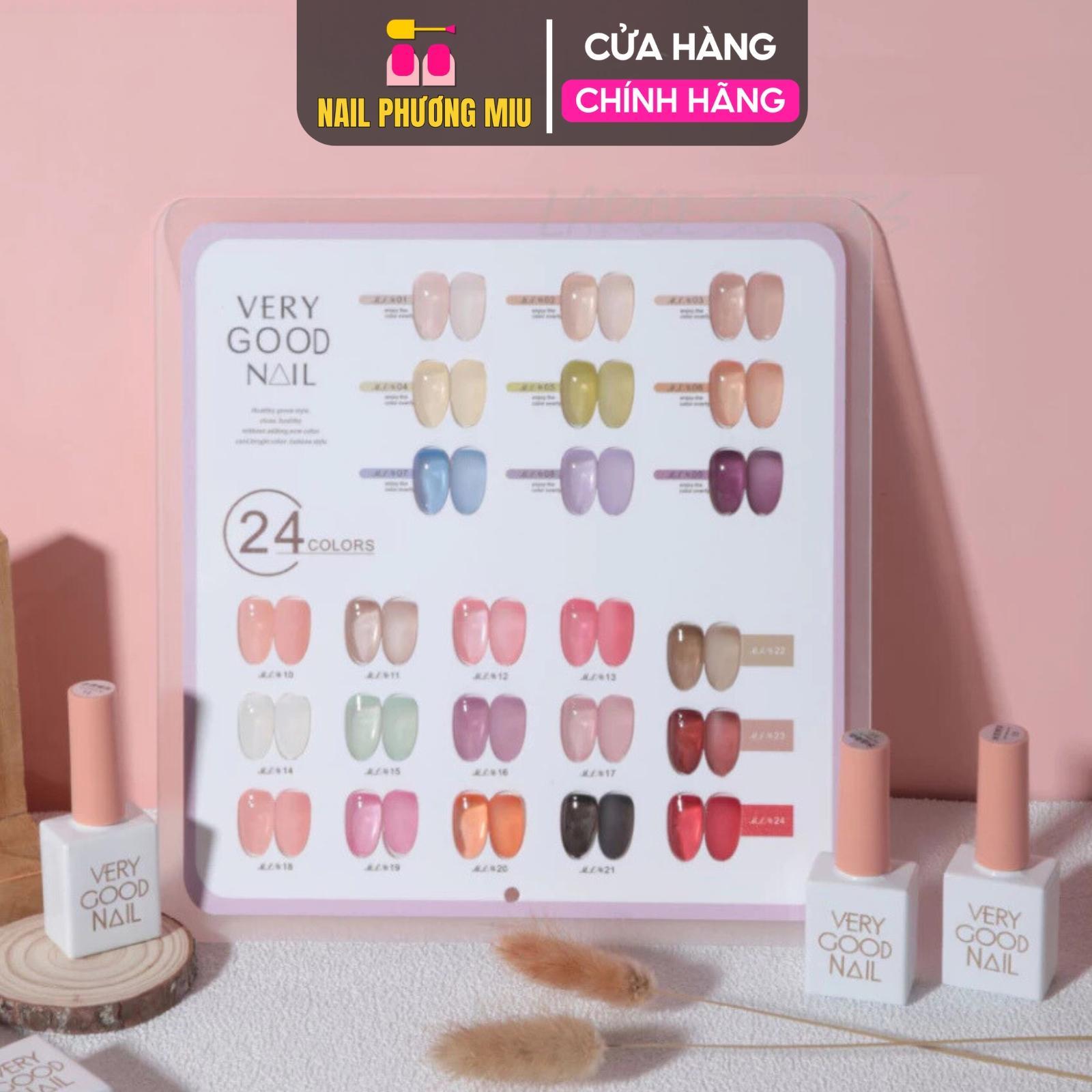 Set Sơn Thạch Very Good Nail 24 Màu Đậm Đặc, Tặng Bảng Màu Cao Cấp, Lên Màu Chuẩn Làm Nail Phương Miu Nữ Women