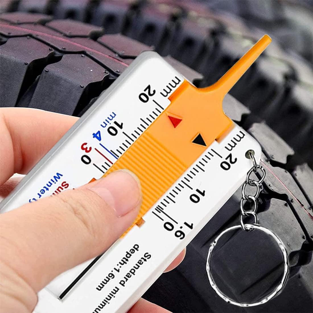 4 máy đo máy đo độ sâu công cụ lốp xe đo vòng lốp xe 0-20 mm đo lốp xe đo độ sâu đo độ sâu với móc khóa với móc khóa