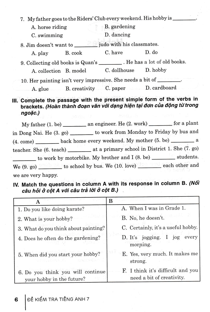 Sách tham khảo- Đề Kiểm Tra Tiếng Anh 7 (Dùng Kèm SGK Kết Nối)_HA