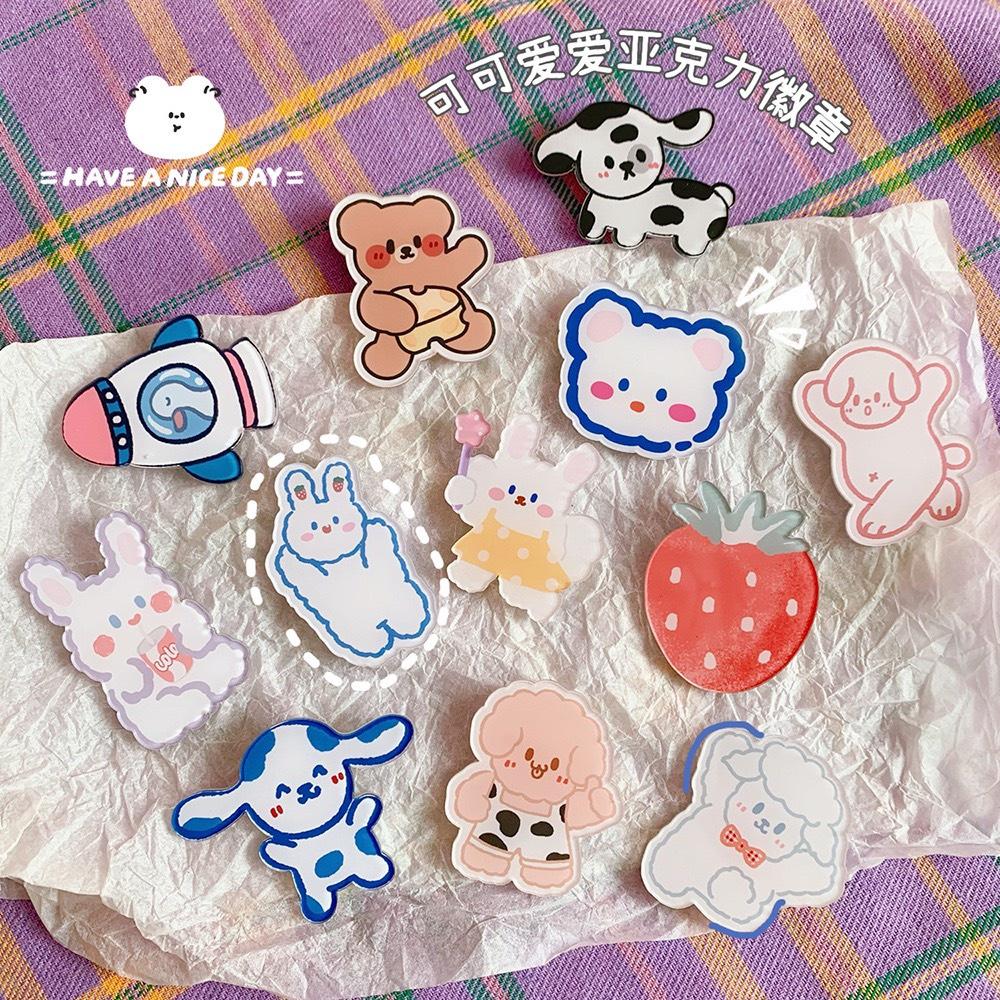 Phụ kiện cài trang trí balo Sticker dễ thương pin cài balo túi vải cute