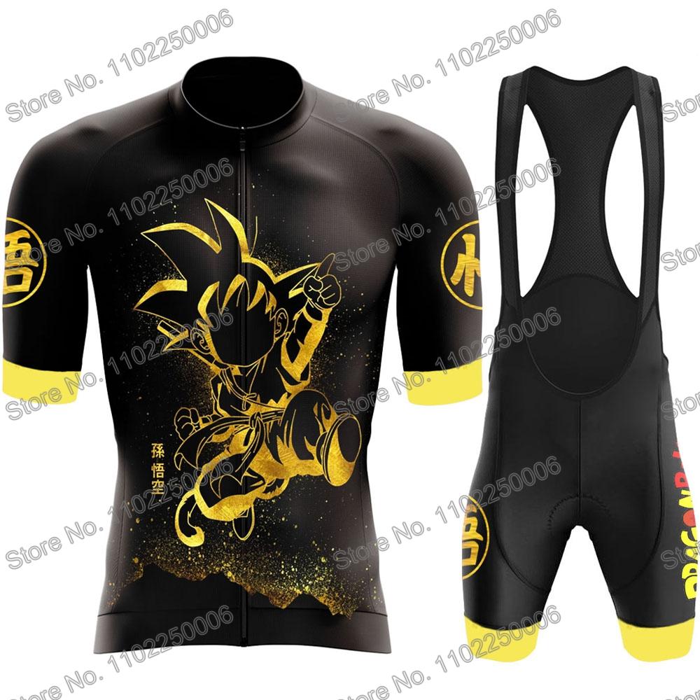 Golden Goku Cycling Jersey Set Summer Cycling Quần áo nam Đàn đường xe đạp phù hợp với tay áo ngắn xe đạp Bib Shorts MTB Maillot Color: 8 Size: XXS