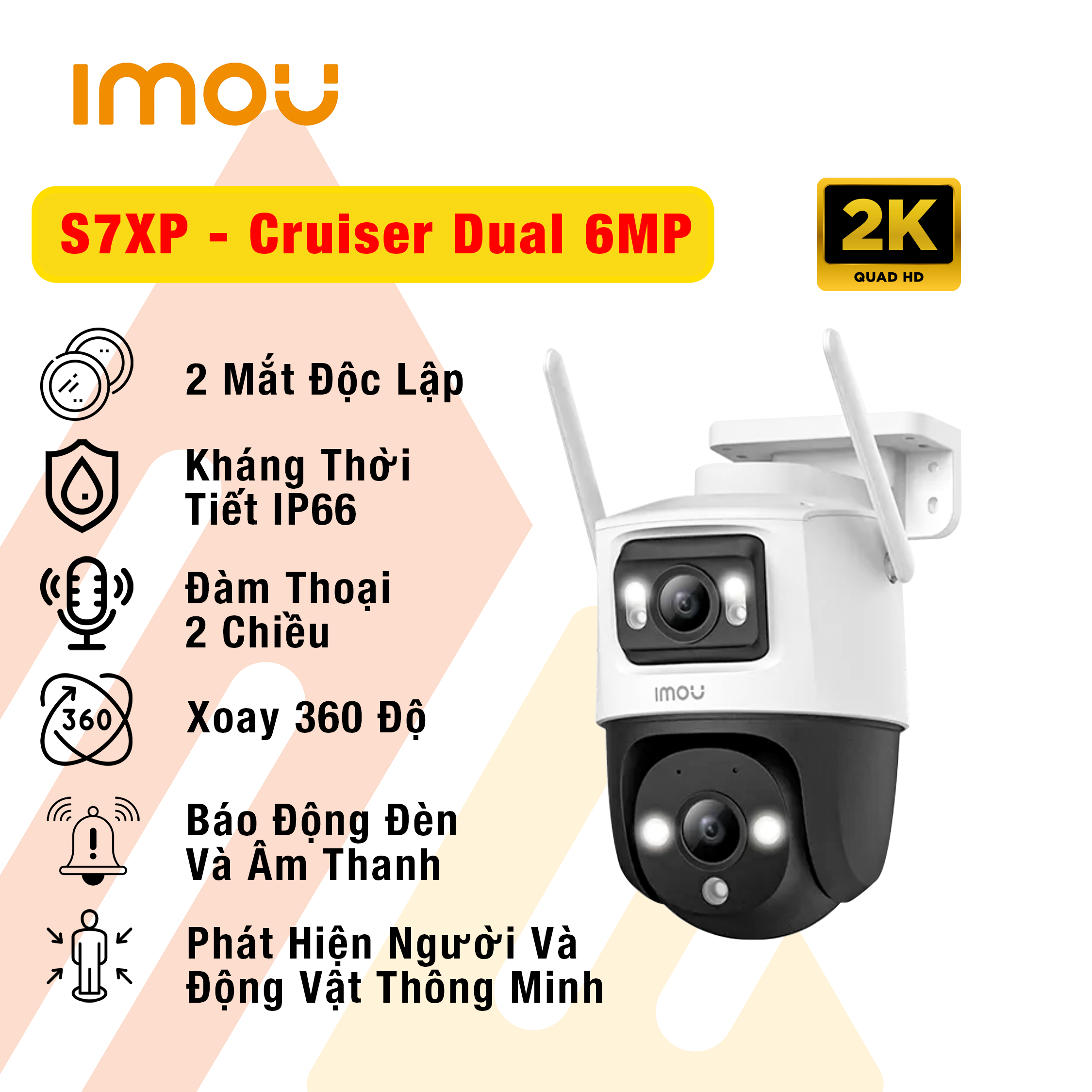 Camera 2 Mắt Kép Ngoài Trời IMOU Cruiser Dual S7XP Đàm Thoại 2 Chiều - Hàng chính hãng