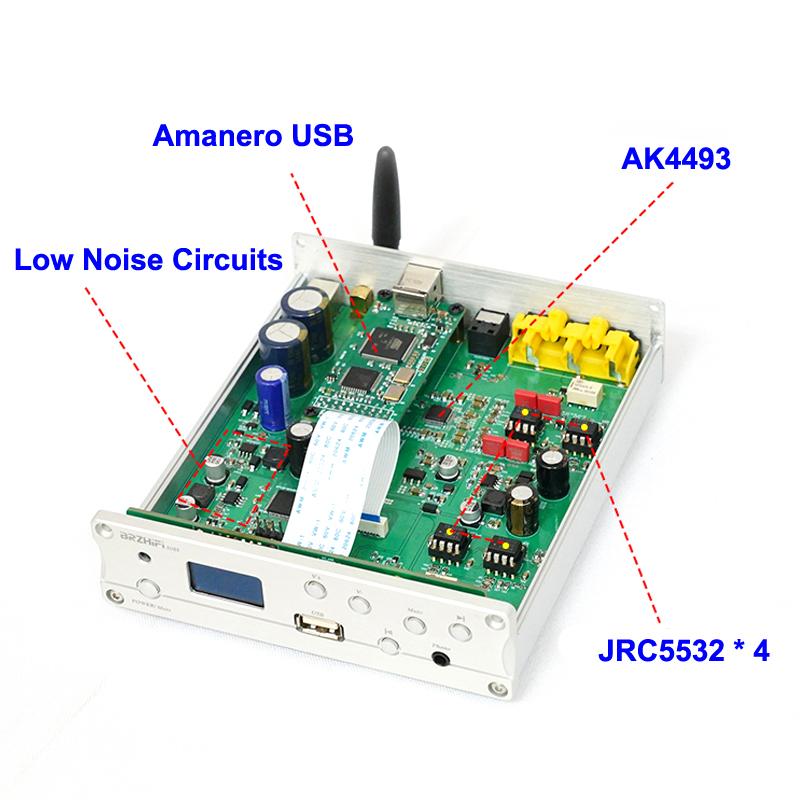 AKM AK4493 DAC JRC5532 Bluetooth DAC Board HIFI USB Decoder 32bit/384kHz DSD DSD512