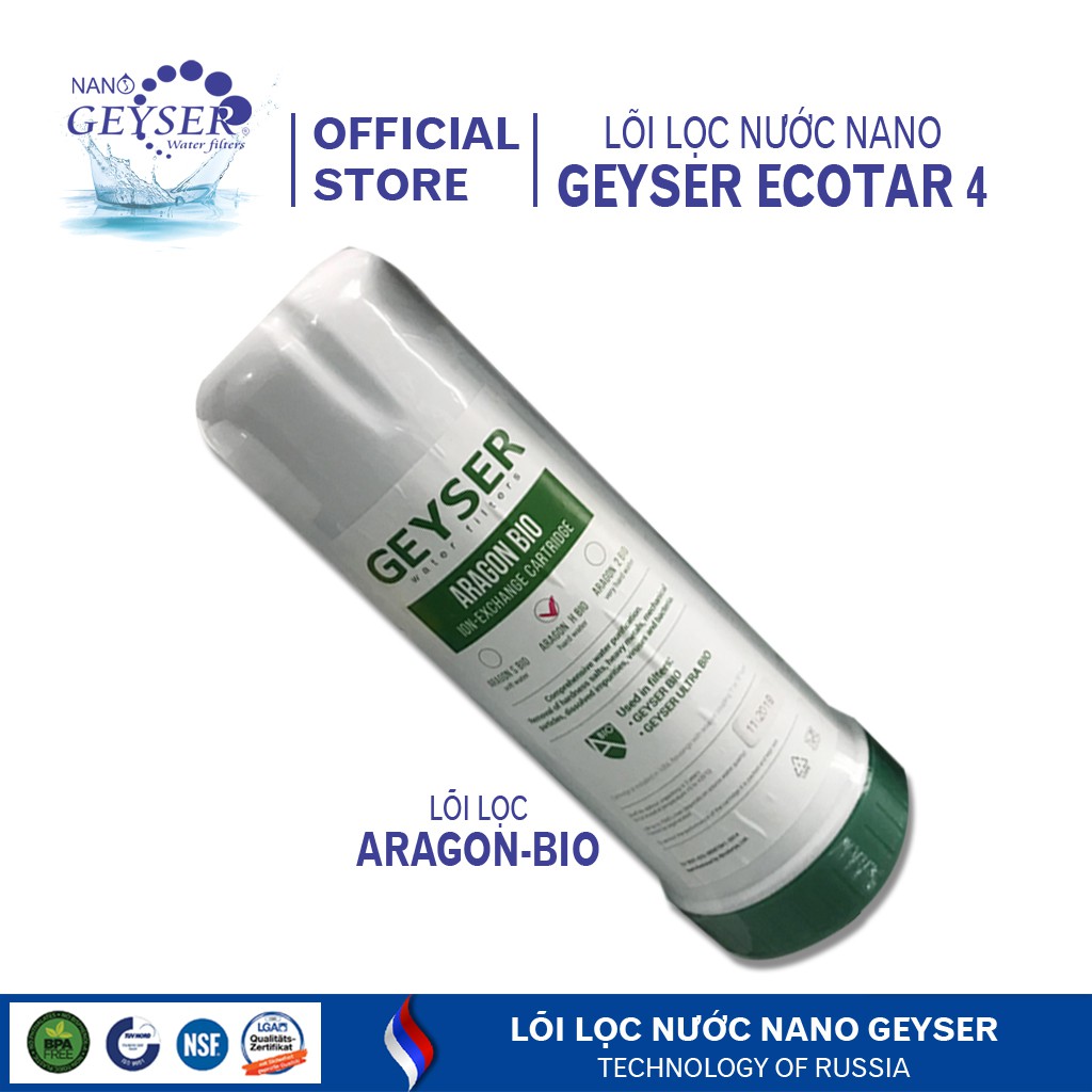 Lõi lọc nước Aragon Bio số 2 của máy bình lọc nước không sử dụng điện giữ khoáng Nano Geyser Nga