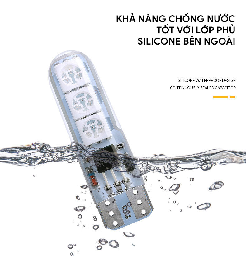 Bộ 2 đèn LED T10 đổi màu RGB kèm điều khiển T10RGB-1