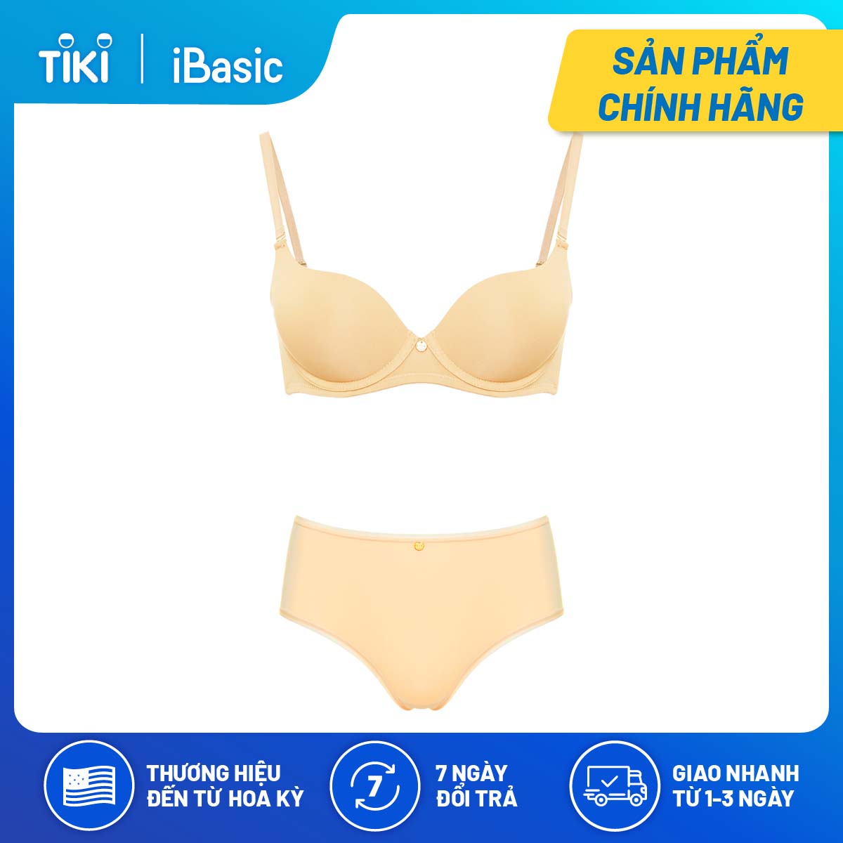 Set áo ngực có gọng mút mỏng trơn cup T-Shirt iBasic BRAW146 và quần PANW146