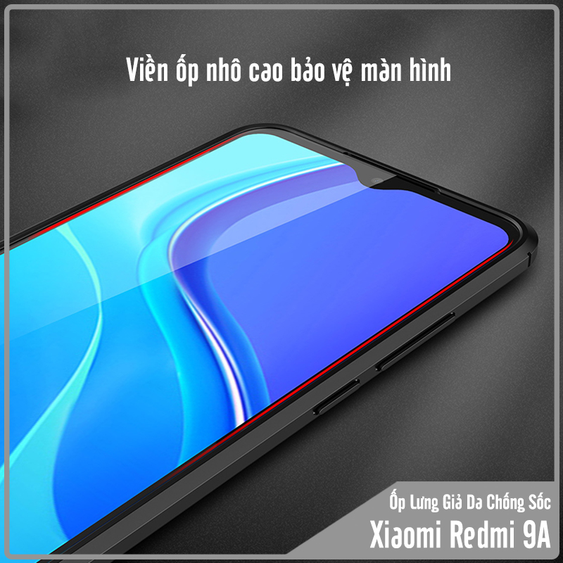 Ốp lưng cho Xiaomi Redmi 9A Giả da chống sốc Auto Focus - Hàng Nhập Khẩu