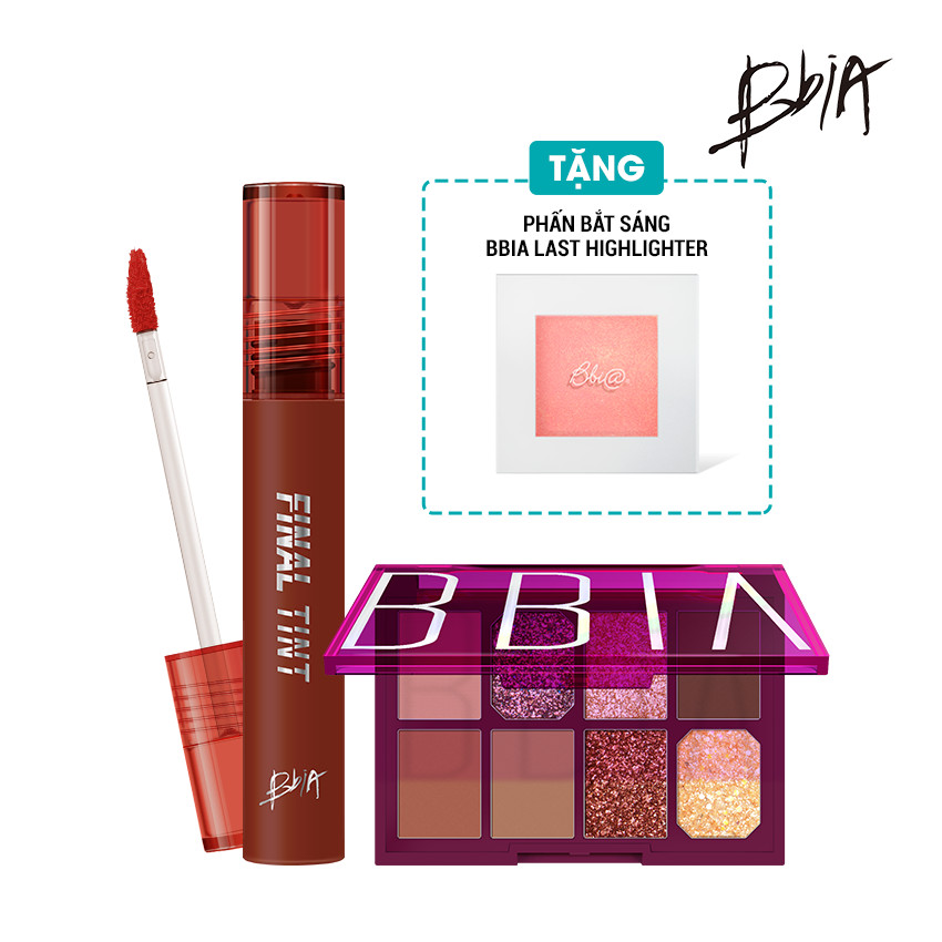 COMBO ĐI QUẪY gồm Son Kem Lì BBIA Final Tint 07 và Phấn mắt Final Shadow Palette 01 tặng highlighter