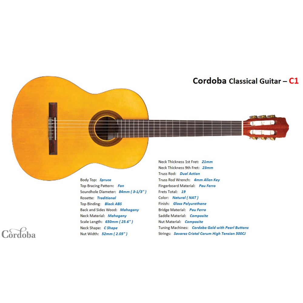 Đàn Guitar Classic Cordoba C1 Full Size - Hàng Chính Hãng