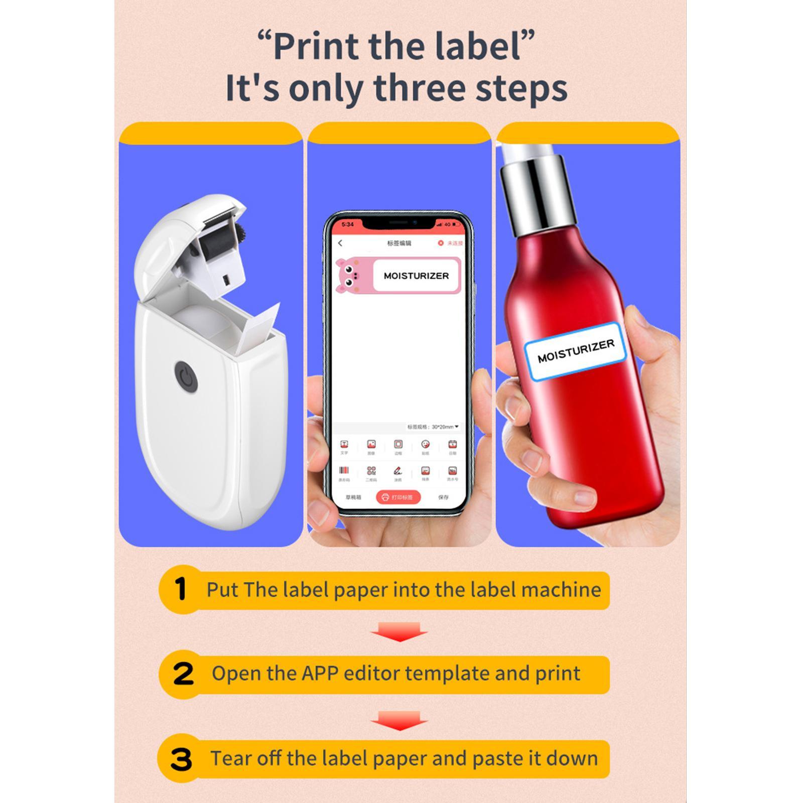 Thermal Label Printer Mini Small Portable Label Printer High Speed Printing Compatible with Print Commands Set, Easy to Setup