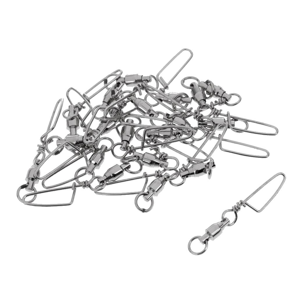 20pcs Fishing Ball Bearing Swivel with Coastlock Snap Fishing Connector 0#