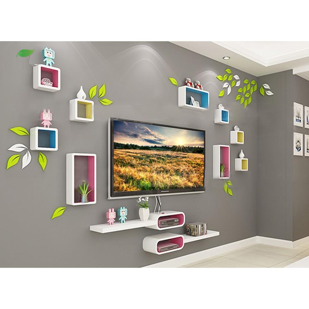 Bộ 6 lá đơn gỗ trang trí dán tường 3D
