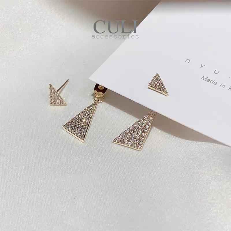 Khuyên tai dáng dài hình tam giác kết đá sang trọng HT655 - Culi accessories