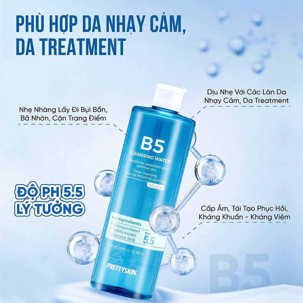 Nước tẩy trang B5 Prettyskin Cleansing Water PrettySkin 500ml