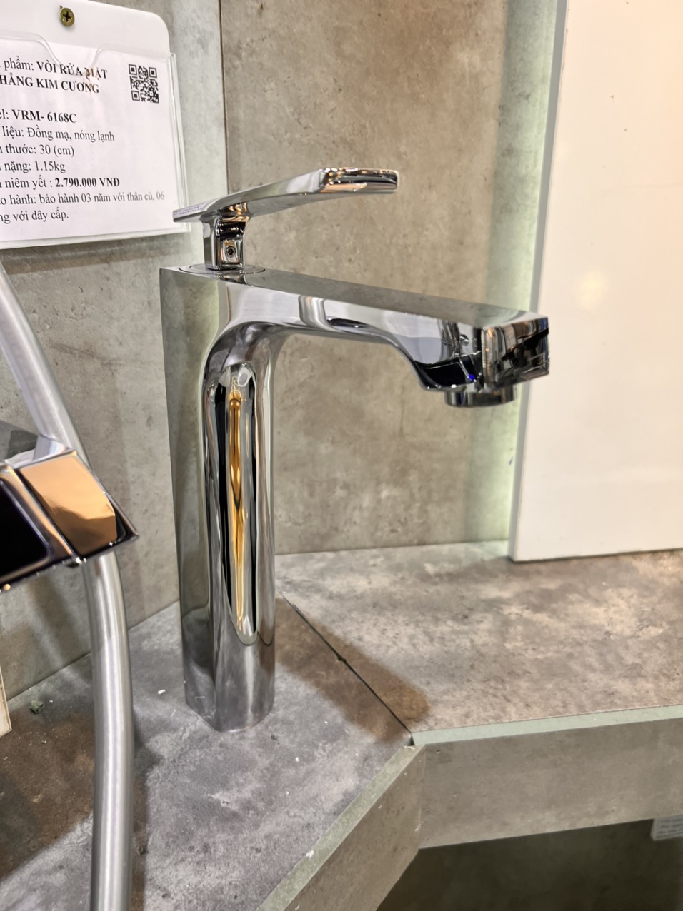 Vòi rửa mặt thân cao đồng mạ crom cao cấp GR 6168C (đẩng cấp thời thượng, hiện đại sang trọng)