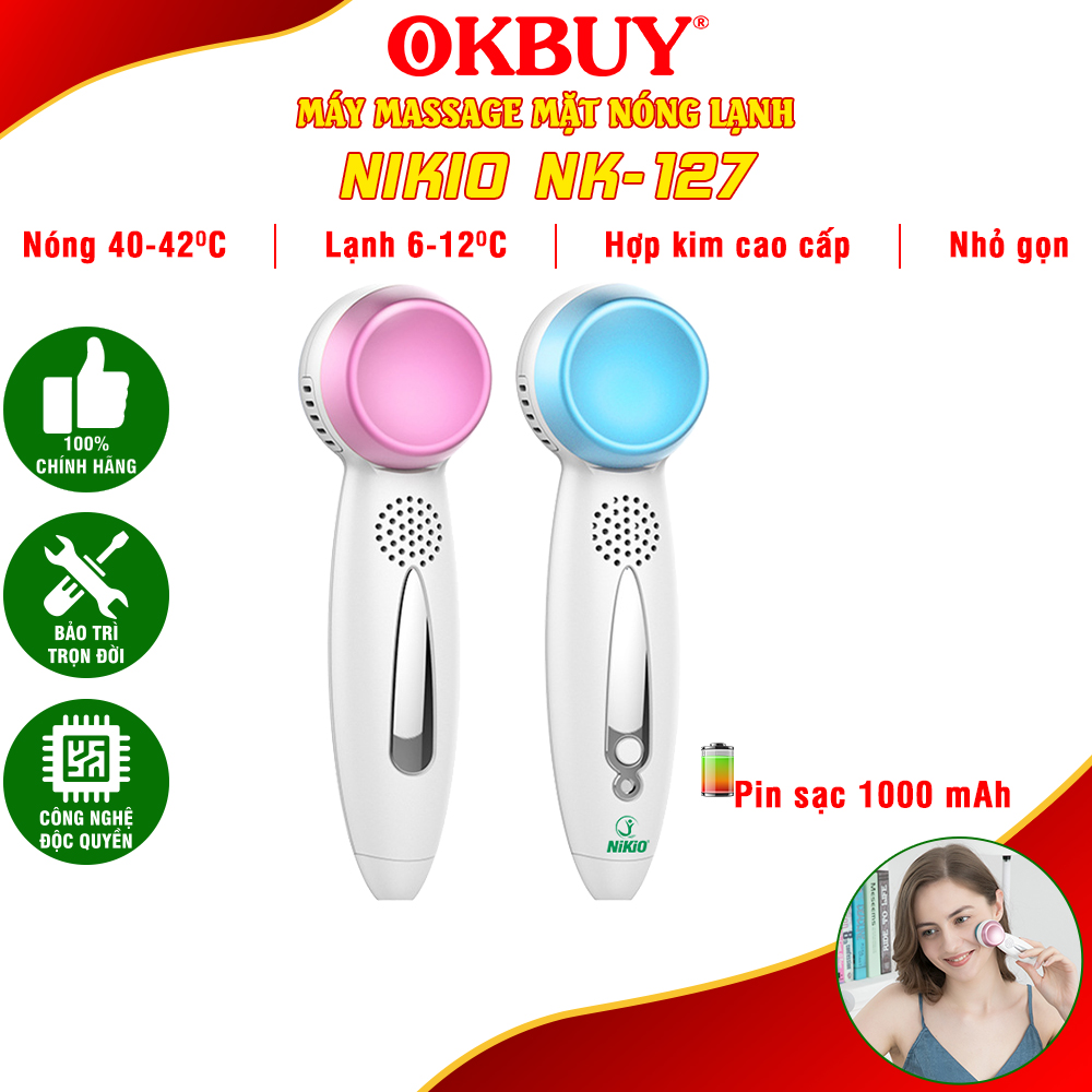 Máy massage mặt Nikio NK-127 - Điện di tinh chất, massage nóng lạnh trẻ hóa da mặt