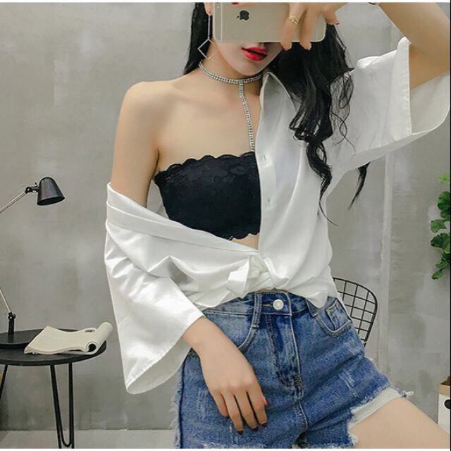 Áo Bra Ren Không Dây Hoa Đào Cực Xinh