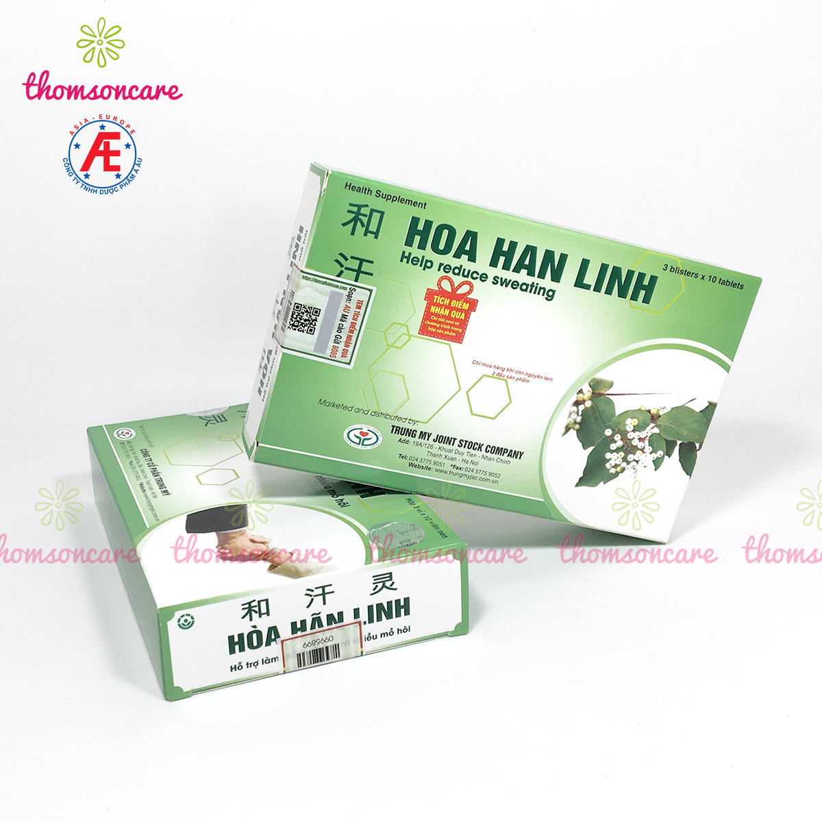 Hòa Hãn Linh - Hỗ trợ giảm mồ hôi tay chân - Khuyến mại mới - Mua 6 tặng 1 bằng tem tích điểm Á Âu