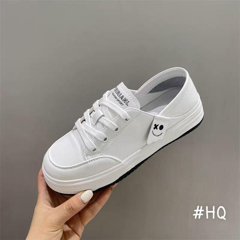 Giày sneaker da thật khuy mặt cười form ôm chân đế cao su chống trơn trượt - giày thể thao unisex da