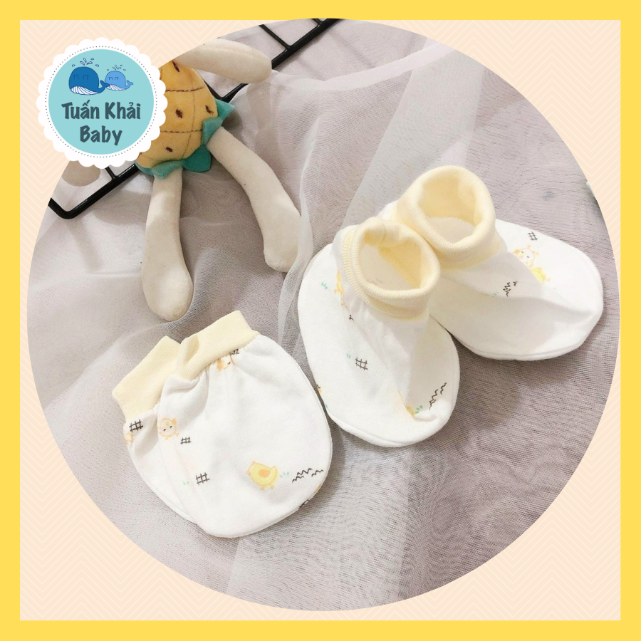 1 Set bao tay, bao chân sơ sinh cao cấp CUNCON, chất vải cotton co giãn 4 chiểu mềm, mịn, thoáng mát