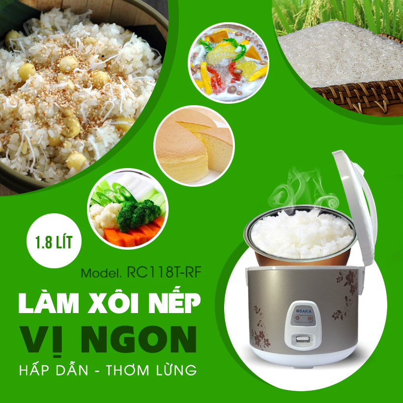 Nồi Cơm Điện Cao Cấp Osaka RC118T-RF(1.8 L) - Hàng Chính Hãng