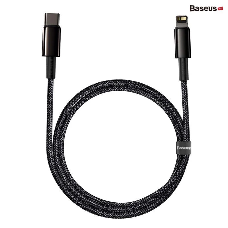 Cáp sạc nhanh, siêu bền C to Lightning 20W Baseus Tungsten Gold dùng cho iPhone 12/ iP11 Series/ iPXS Max (20W, Fast Charging &amp; Data Cable)