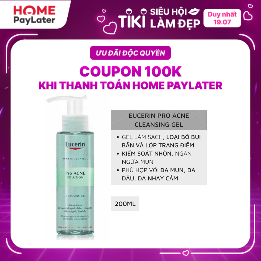 Gel Rửa Mặt Trị Mụn Loại Bỏ Nhờn Ngừa Mụn Eucerin