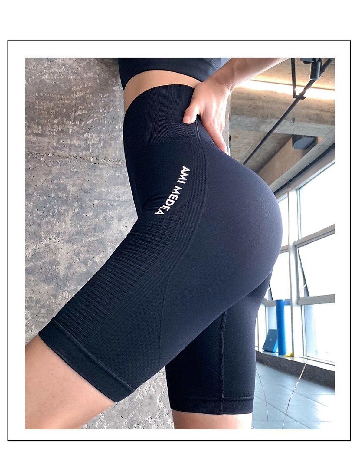 Quần Short Nữ Tập Gym Yoga Nữ Lưng Cao, Nâng Mông, Vải Dệt Ki