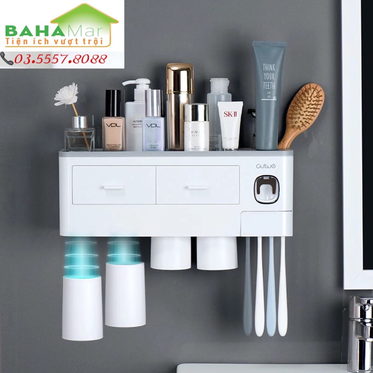 GIÁ ĐỂ TREO BÀN CHẢI 4 CỐC TREO NGƯỢC "BAHAMAR"